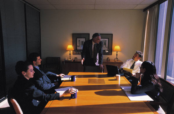 Professional group in a management meeting